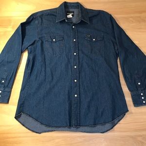Wrangler PearlSnap Button Denim Shirt 17.5 x 35